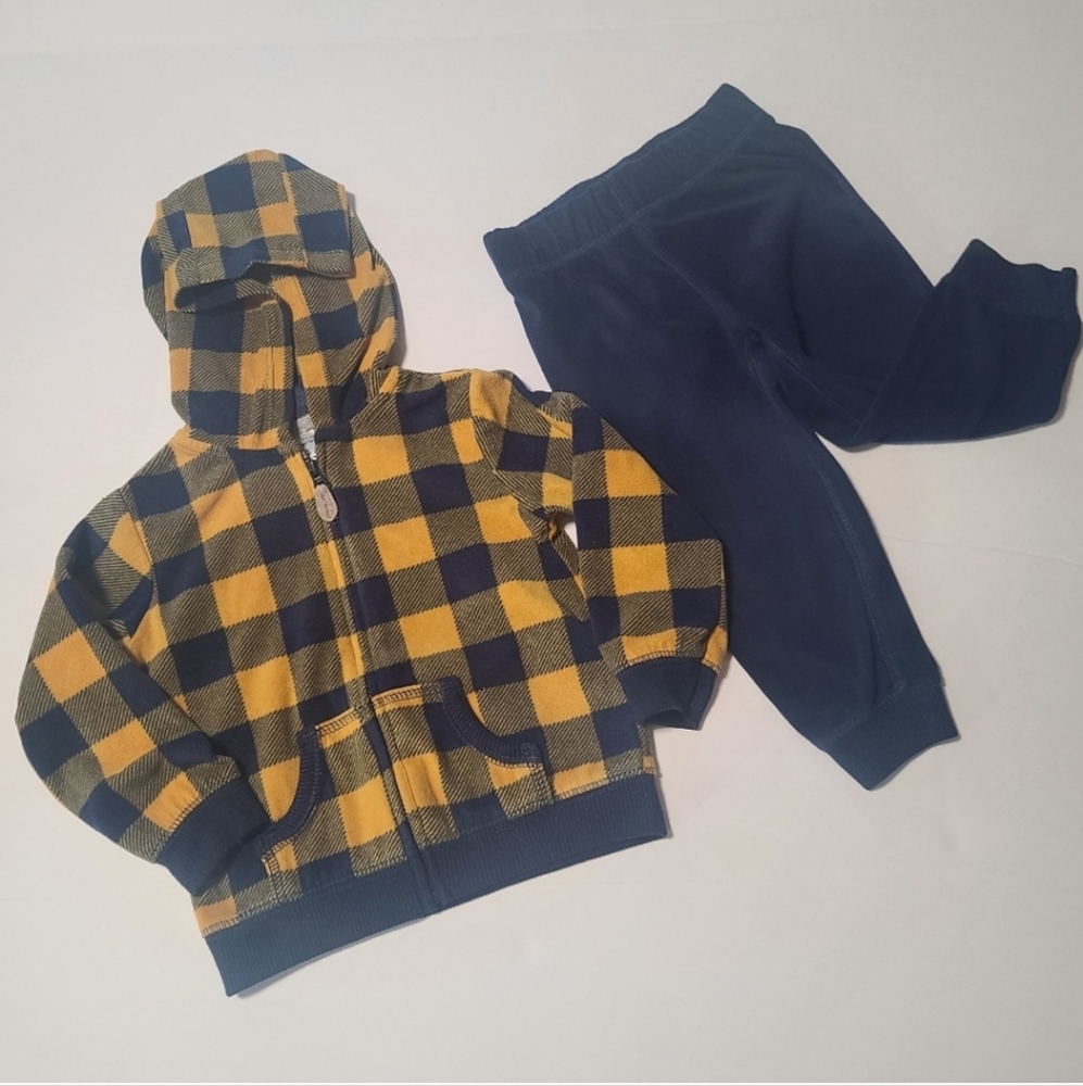 Boys Size 24M-2T Carter's And Old Navy Kids Zip-Up Fleece Hoodie & Pants Bundle - Picture 2 of 11